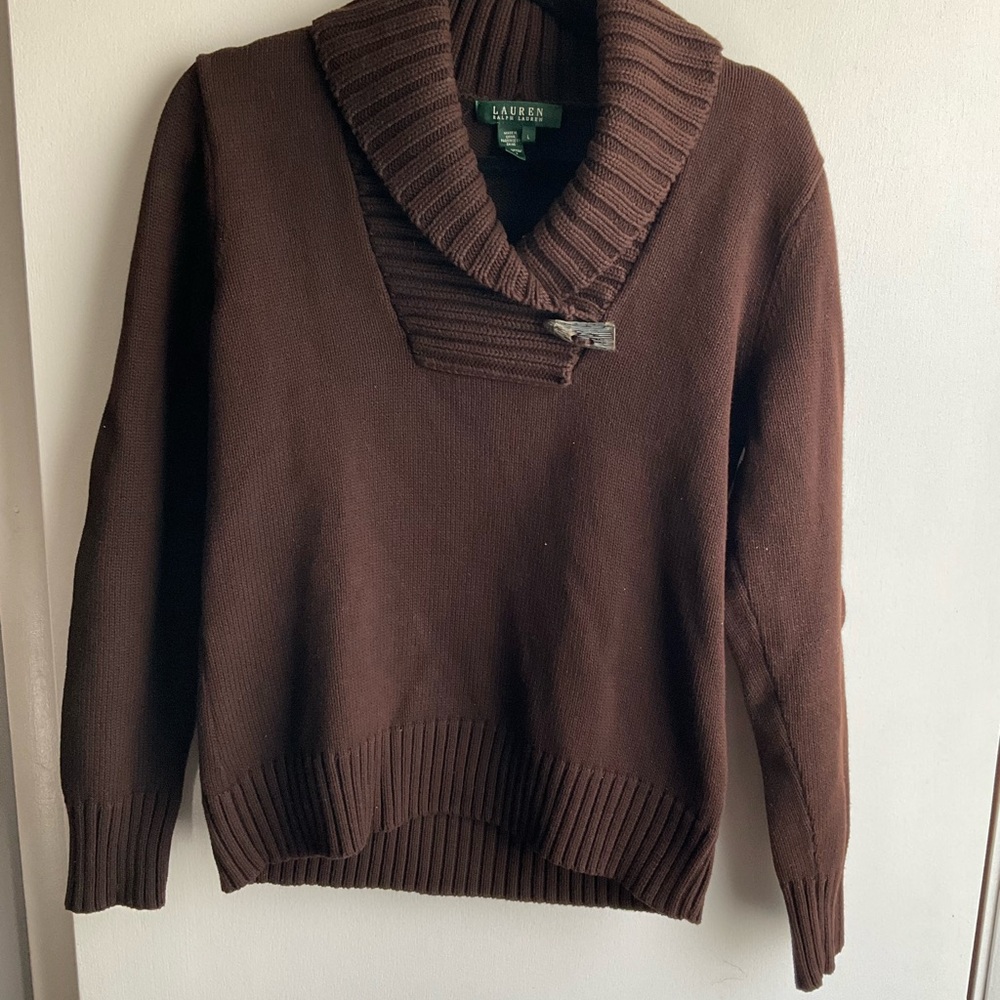 Lauren Ralph Lauren Chocolate V-Neck Sweater